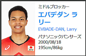 バレーボール日本代表選手の最高到達点：エバデダン ラリー：350cm